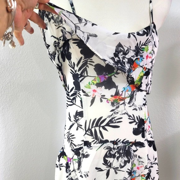 ALI & JAY FLOUNCE FLORAL BIRD PRINT HI-LO MAXI DRESS SPAGHETTI STRAP Size S - Picture 9 of 12